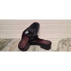 Franco Sarto Genny Black Patent Faux Leather Slip On Mule Loafers Size 9 NWT
